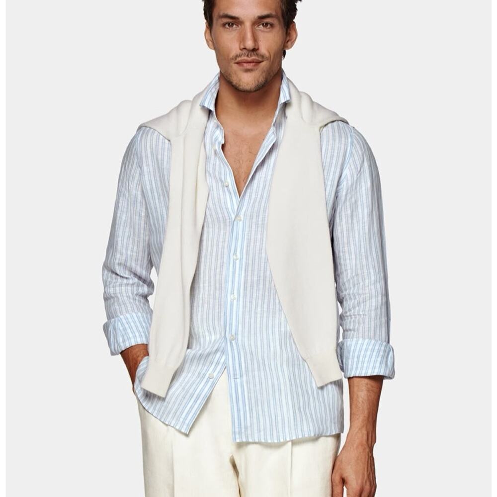 Classic Blue Striped Men's Shirt